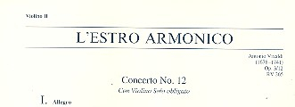 Konzert E-Dur L&#039;Estro Armonico op.3,12 RV265 für Violine, Streicher und Bc