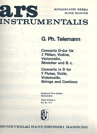 Concerto D-Dur für 2 Flöten, Violine, Violoncello und Streicher