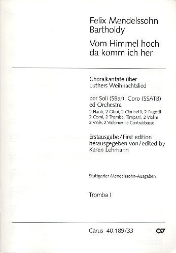 Vom Himmel hoch für SBAR Soli, SSATB Chor und Orchester