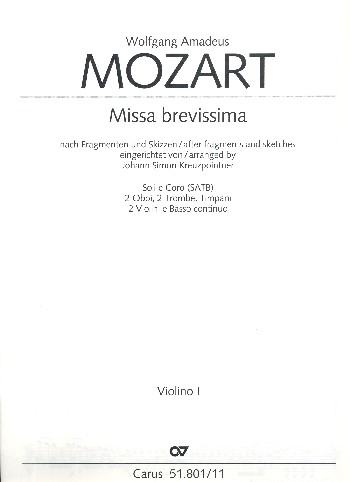 Missa brevissima für Soli, gem Chor und Orchester