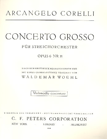 Concerto grosso B-Dur op.6,11 für 2 Violinen, Violoncello und Orchester