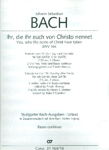 Ihr, die ihr euch von Christo nennet Kantate Nr.164 BWV164