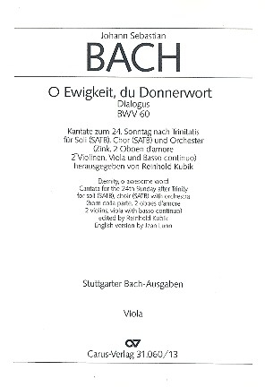 O Ewigkeit, du Donnerwort Kantate Nr.60 BWV60