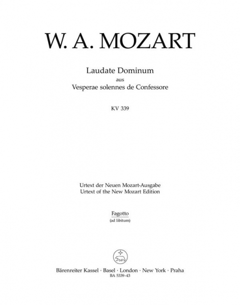 Laudate Dominum KV339 für Soli, Chor und Orchester