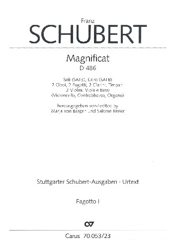 Magnificat in C D486 für Soli, gem Chor (SATB) und Orchester