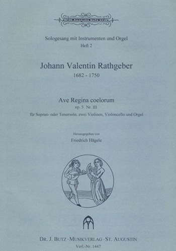 Ave regina coelorum op.5,3 für Sopran (T), 2 Vl, Vc und Orgel