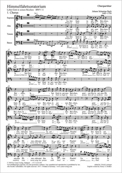 Lobet Gott in seinen Reichen Kantate Nr.11 BWV11