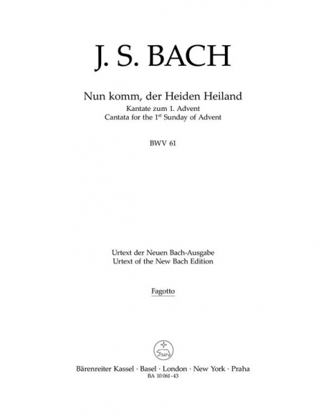 Nun komm, der Heiden Heiland Kantate Nr.61 BWV61