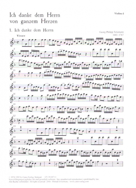 Ich danke dem Herrn von ganzem Herzen für Soli (SATB), Chor und Orchester