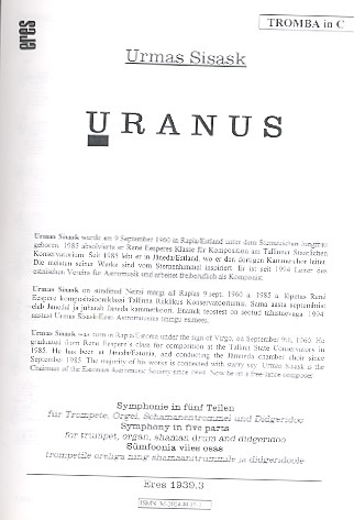 Uranus für Trompete, Orgel und Schamanentrommel (Didgeridoo ad lib)