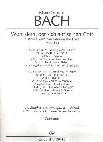 Wohl dem der sich auf seinen Gott Kantate Nr.139 BWV139