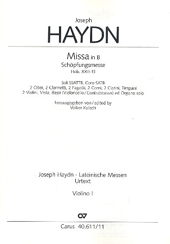 Schöpfungsmesse B-Dur Hob.XXII:13 für Soli (SATB), Chor und Orchester