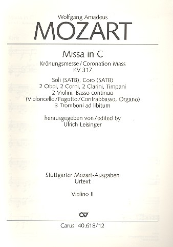 Missa C-Dur KV317 für Soli, Chor und Orchester