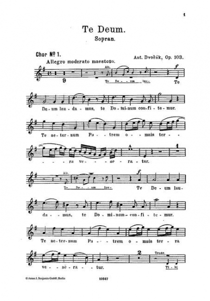 Te Deum op.103 für Sopran, Bass, gem Chor und Orchester