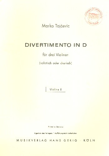 Divertimento D-Dur für 3 Violinen Violine 2