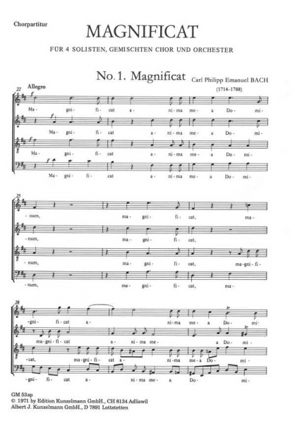 Magnificat für Soli, gem Chor und Orchester