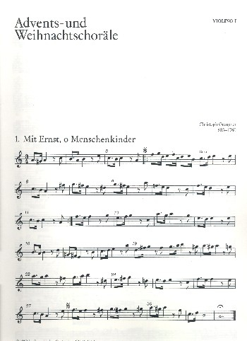 Advents- und Weihnachtschoräle für gem Chor, 2 Violinen, Viola und Bc