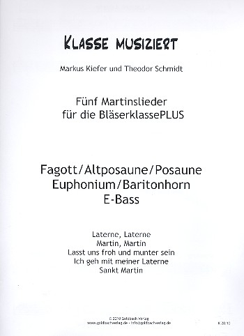 Martinslieder für die Bläserklasse PLUS